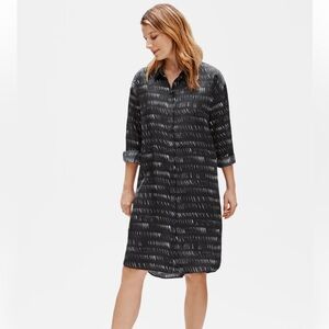 Eileen Fisher Black and White Patterned Dress